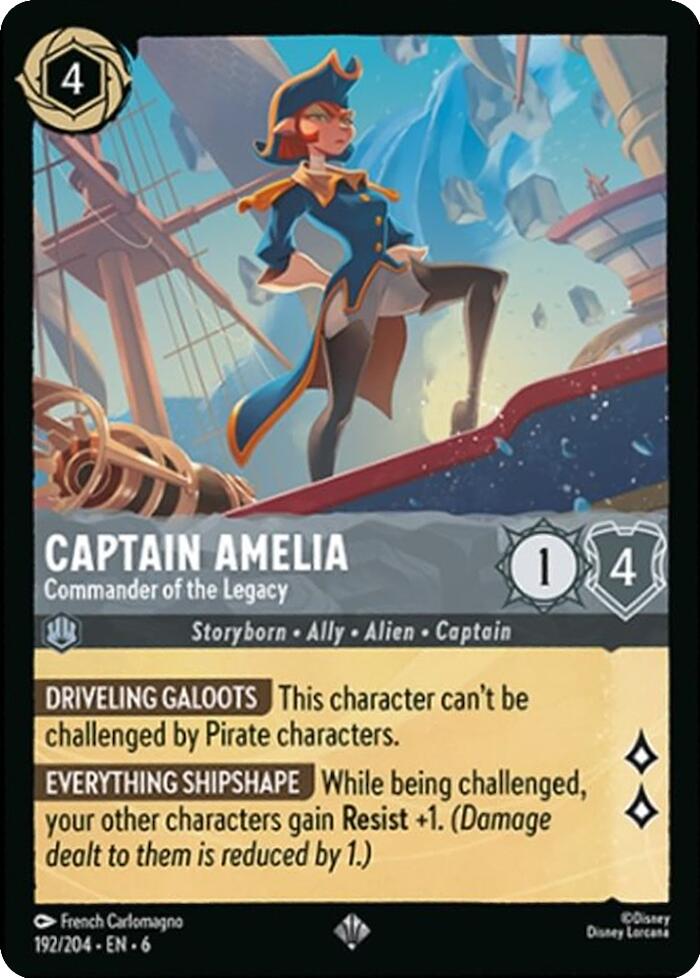 Lorcana | Captain Amelia - Commander of the Legacy (192/204) [Azurite Sea] | The Nerd Merchant