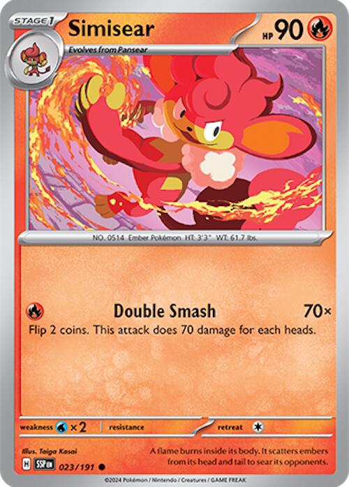 Pokemon | Simisear (023/191) [Scarlet & Violet: Surging Sparks] | The Nerd Merchant