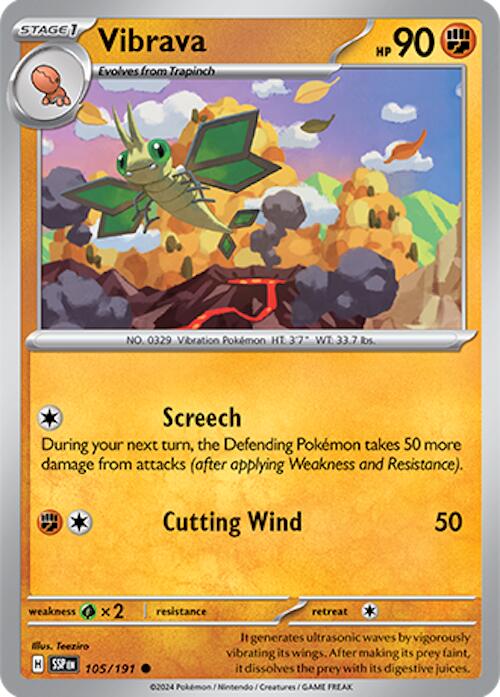 Pokemon | Vibrava (105/191) [Scarlet & Violet: Surging Sparks] | The Nerd Merchant