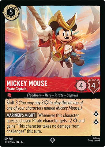 Lorcana | Mickey Mouse - Pirate Captain (103/204) [Azurite Sea] | The Nerd Merchant