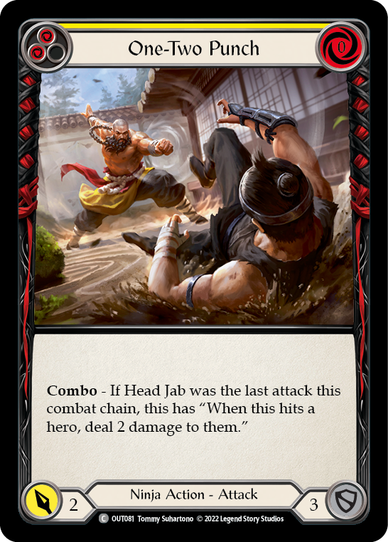 Flesh and Blood TCG | One-Two Punch (Yellow) [OUT081] (Outsiders)  Rainbow Foil | The Nerd Merchant