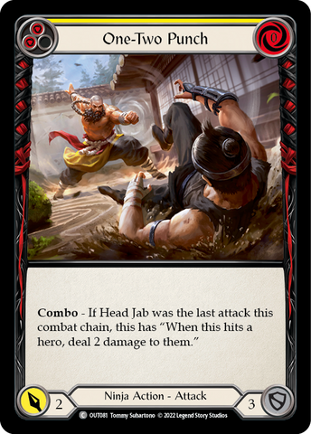 Flesh and Blood TCG | One-Two Punch (Yellow) [OUT081] (Outsiders)  Rainbow Foil | The Nerd Merchant