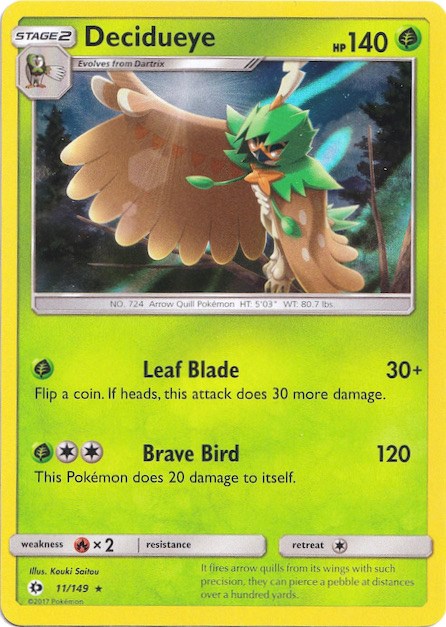 Pokemon | Decidueye (11/149) (Water Web Holo) [Sun & Moon: Base Set] | The Nerd Merchant
