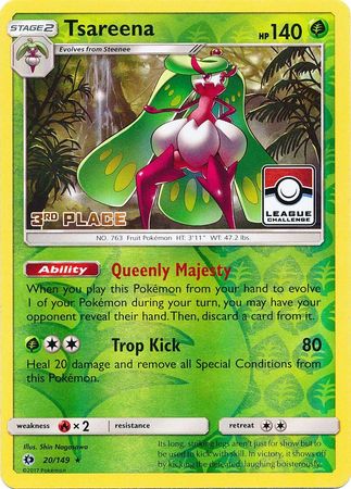 Pokemon | Tsareena (20/149) (League 3rd Place) [Sun & Moon: Base Set] | The Nerd Merchant