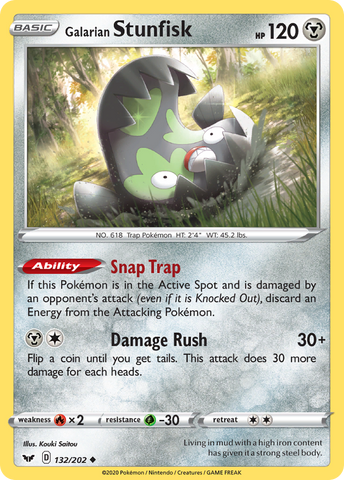 Pokemon | Galarian Stunfisk (132/202) [Sword & Shield: Base Set] | The Nerd Merchant