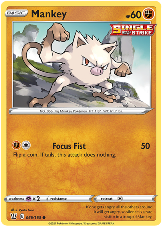 Pokemon | Mankey (066/163) [Sword & Shield: Battle Styles] | The Nerd Merchant