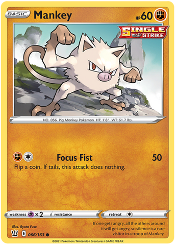 Pokemon | Mankey (066/163) [Sword & Shield: Battle Styles] | The Nerd Merchant