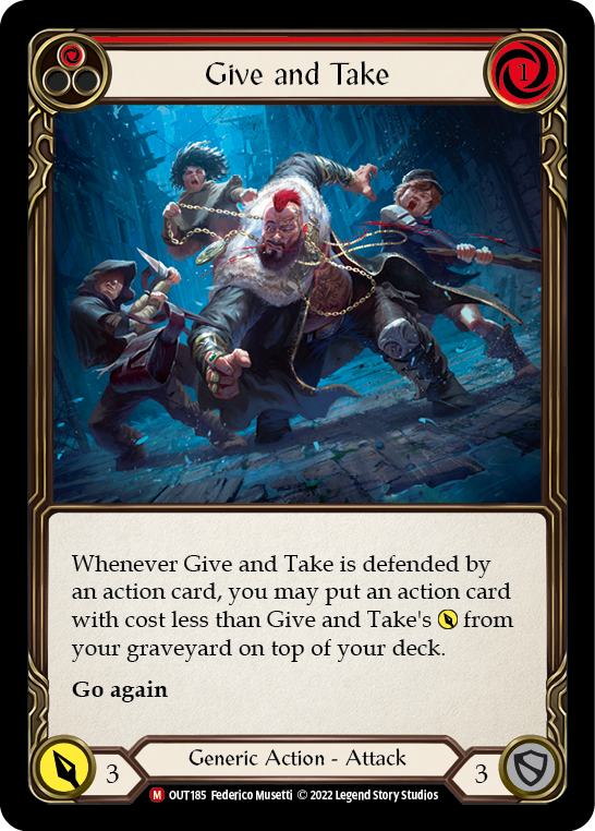 Flesh and Blood TCG | Give and Take [OUT185] (Outsiders)  Rainbow Foil | The Nerd Merchant