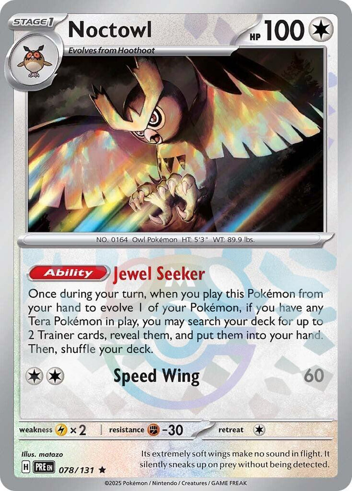 Pokemon | Noctowl (078/131) (Master Ball Pattern) [Scarlet & Violet: Prismatic Evolutions] | The Nerd Merchant
