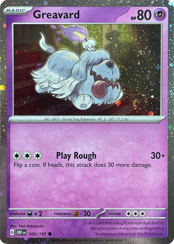 Pokemon | Greavard (100/197) (Cosmos Holo) (Deck Exclusive) [Scarlet & Violet: Obsidian Flames] | The Nerd Merchant