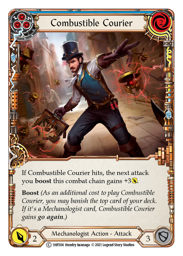 Flesh and Blood TCG | Combustible Courier (Blue) [1HP204] (History Pack 1) | The Nerd Merchant