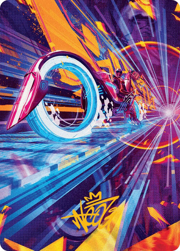 Magic | Spotcycle Scouter Art Card (Gold-Stamped Signature) [Aetherdrift Art Series] | The Nerd Merchant