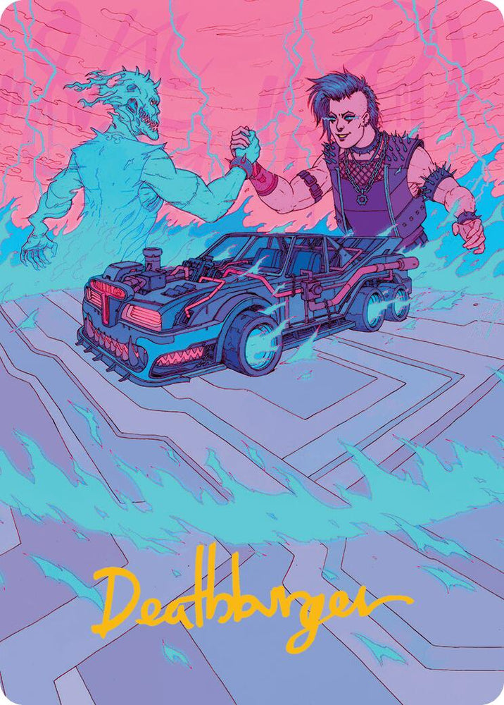 Magic | Demonic Junker Art Card (Gold-Stamped Signature) [Aetherdrift Art Series] | The Nerd Merchant