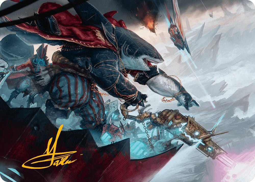 Magic | Captain Howler, Sea Scourge Art Card (16/54) (Gold-Stamped Signature) [Aetherdrift Art Series] | The Nerd Merchant