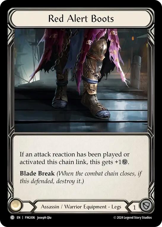 Flesh and Blood TCG | Red Alert Boots [FNG006] (The Hunted Fang Blitz Deck) | The Nerd Merchant