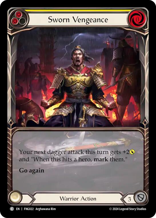 Flesh and Blood TCG | Sworn Vengeance (Yellow) (Extended Art) [FNG022] (The Hunted Fang Blitz Deck) | The Nerd Merchant