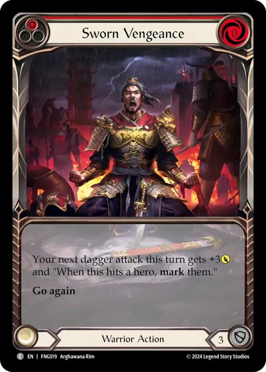 Flesh and Blood TCG | Sworn Vengeance (Red) (Extended Art) [FNG019] (The Hunted Fang Blitz Deck) | The Nerd Merchant