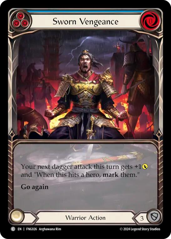 Flesh and Blood TCG | Sworn Vengeance (Blue) (Extended Art) [FNG026] (The Hunted Fang Blitz Deck) | The Nerd Merchant