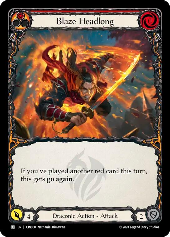 Flesh and Blood TCG | Blaze Headlong (Red) [CIN008] (The Hunted Cindra Blitz Deck) | The Nerd Merchant