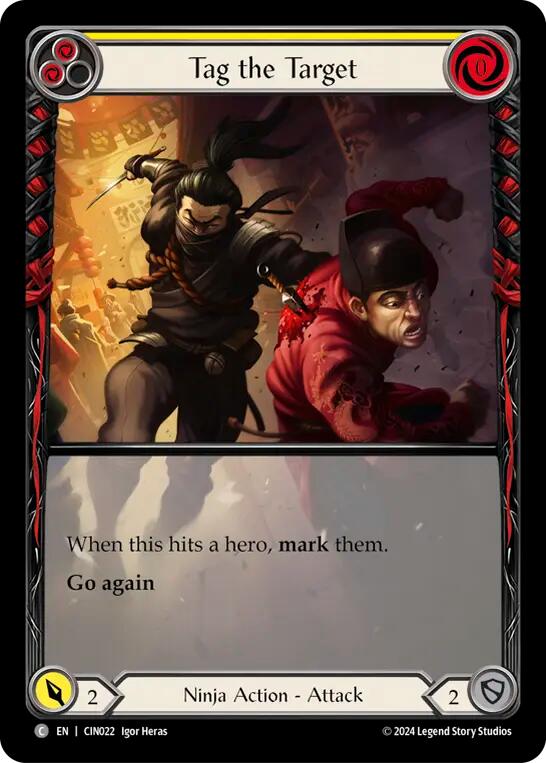 Flesh and Blood TCG | Tag the Target (Yellow) (Extended Art) [CIN022] (The Hunted Cindra Blitz Deck) | The Nerd Merchant