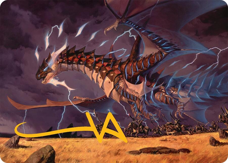 Magic | Neriv, Heart of the Storm Art Card (25/54) (Gold-Stamped Signature) [Tarkir: Dragonstorm Art Series] | The Nerd Merchant