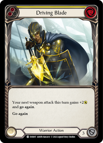 Flesh and Blood TCG | Driving Blade (Yellow) [DVR017] (Classic Battles: Rhinar vs Dorinthea) | The Nerd Merchant