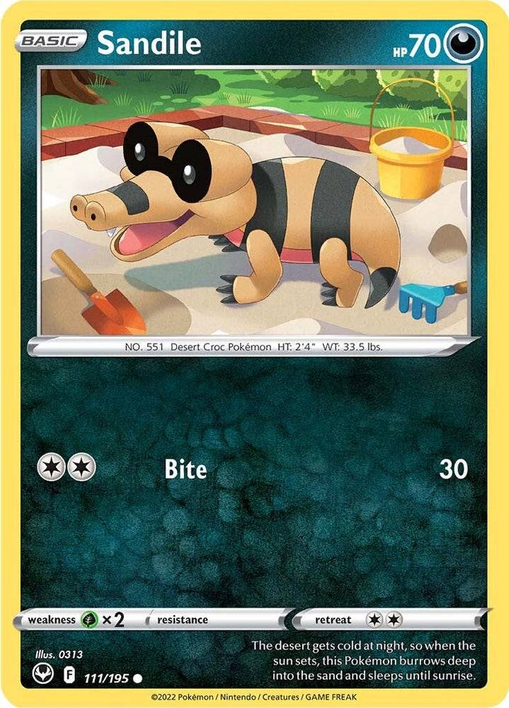 Pokemon | Sandile (111/195) [Sword & Shield: Silver Tempest] | The Nerd Merchant