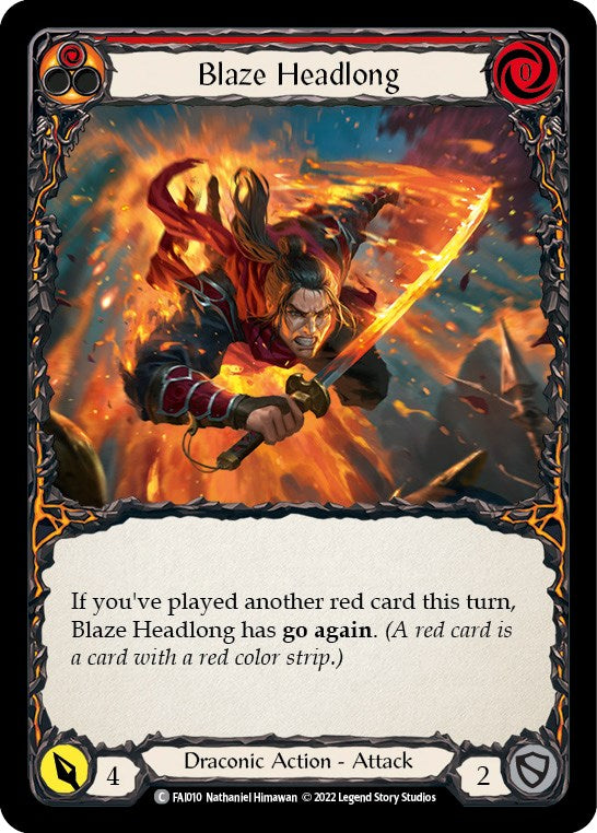 Flesh and Blood TCG | Blaze Headlong [FAI010] (Uprising Fai Blitz Deck) | The Nerd Merchant