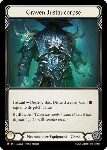 Flesh and Blood TCG | Graven Justaucorpse [AGB005] (Armory Deck: Gravy Bones)  Rainbow Foil | The Nerd Merchant