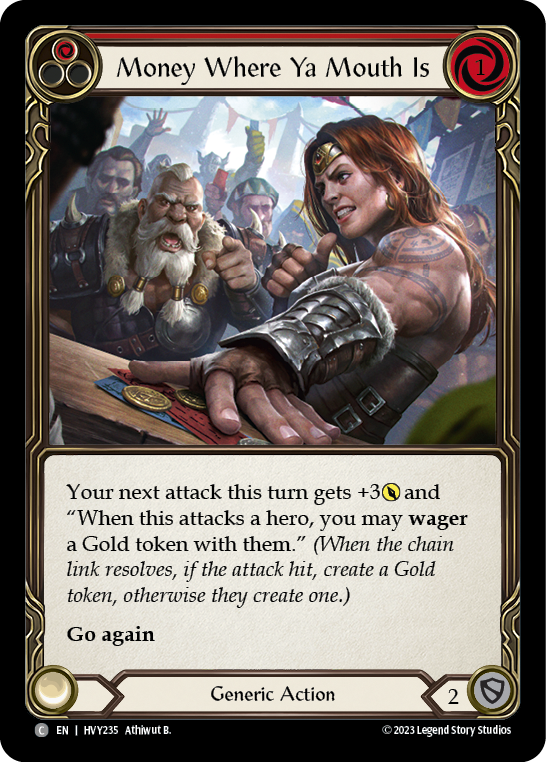 Flesh and Blood TCG | Money Where Ya Mouth Is (Red) [HVY235] (Heavy Hitters)  Rainbow Foil | The Nerd Merchant