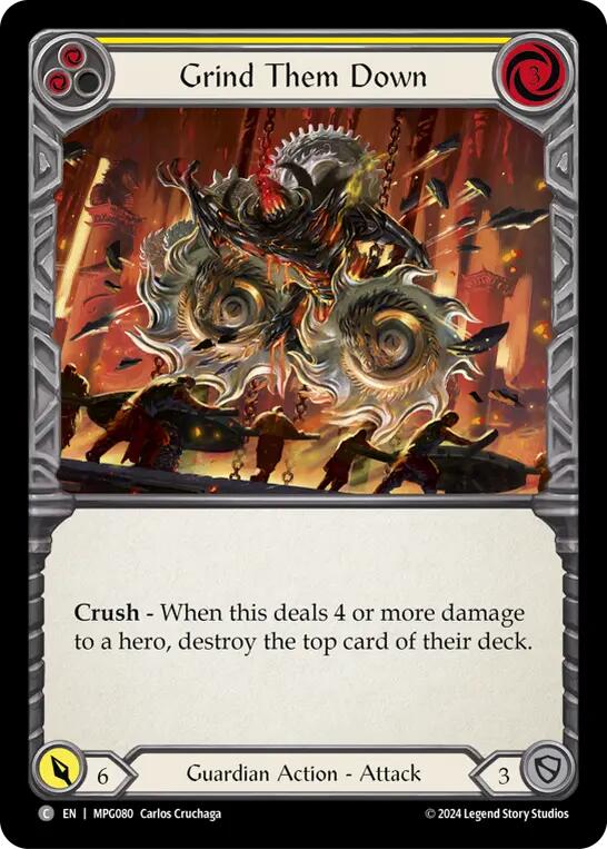 Flesh and Blod | Grind Them Down (Yellow) [MPG080] (Mastery Pack Guardian) | The Nerd Merchant