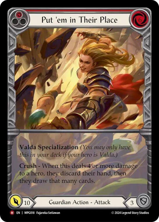 Flesh and Blod | Put 'Em In Their Place (Extended Art) [MPG018] (Mastery Pack Guardian)  Rainbow Foil | The Nerd Merchant