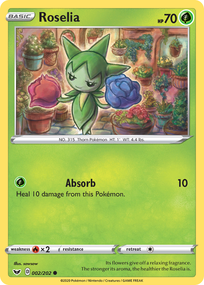 Pokemon | Roselia (002/202) [Sword & Shield: Base Set] | The Nerd Merchant