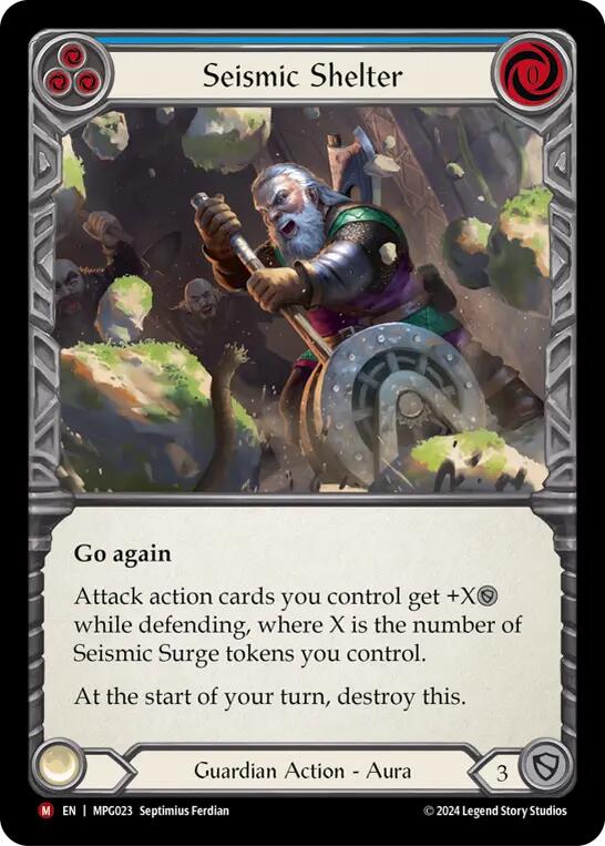 Flesh and Blod | Seismic Shelter [MPG023] (Mastery Pack Guardian)  Rainbow Foil | The Nerd Merchant