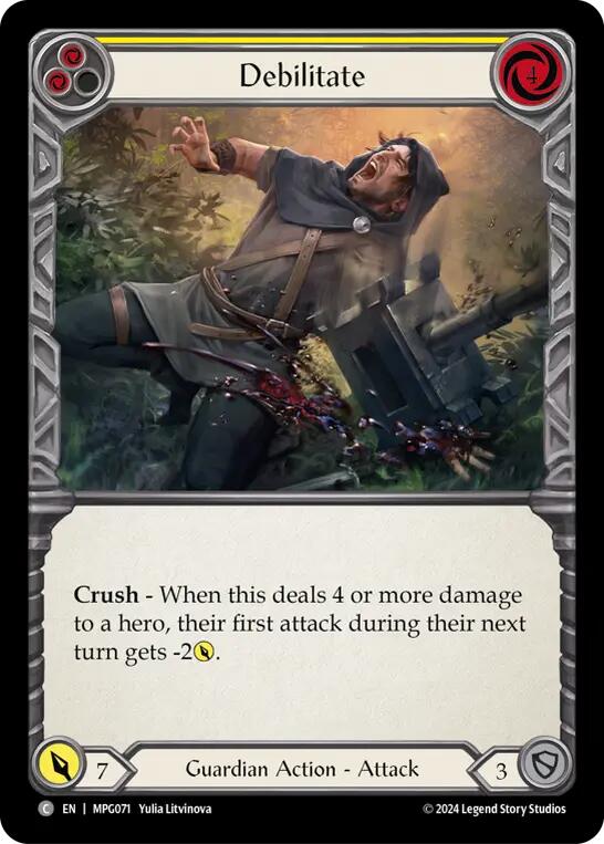 Flesh and Blod | Debilitate (Yellow) [MPG071] (Mastery Pack Guardian) | The Nerd Merchant