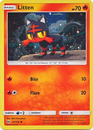 Pokemon | Litten (24/149) (Cosmos Holo) [Sun & Moon: Base Set] | The Nerd Merchant