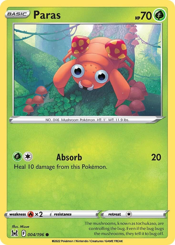 Pokemon | Paras (004/196) [Sword & Shield: Lost Origin] | The Nerd Merchant