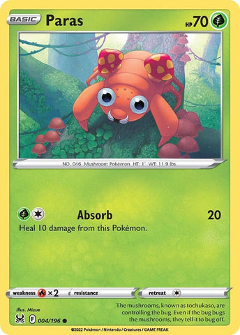 Pokemon | Paras (004/196) [Sword & Shield: Lost Origin] | The Nerd Merchant