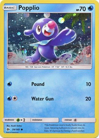 Pokemon | Popplio (39/149) (Cosmos Holo) [Sun & Moon: Base Set] | The Nerd Merchant