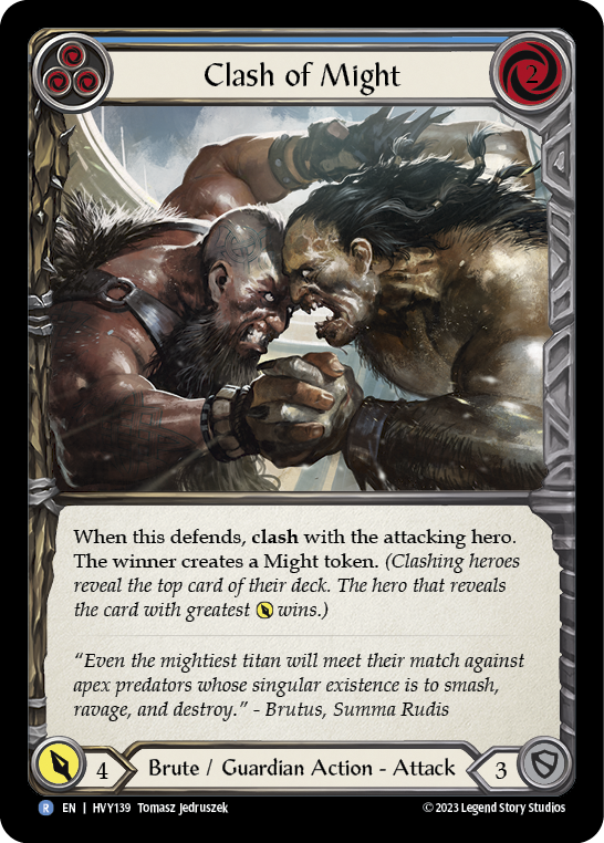 Flesh and Blood TCG | Clash of Might (Blue) [HVY139] (Heavy Hitters)  Rainbow Foil | The Nerd Merchant