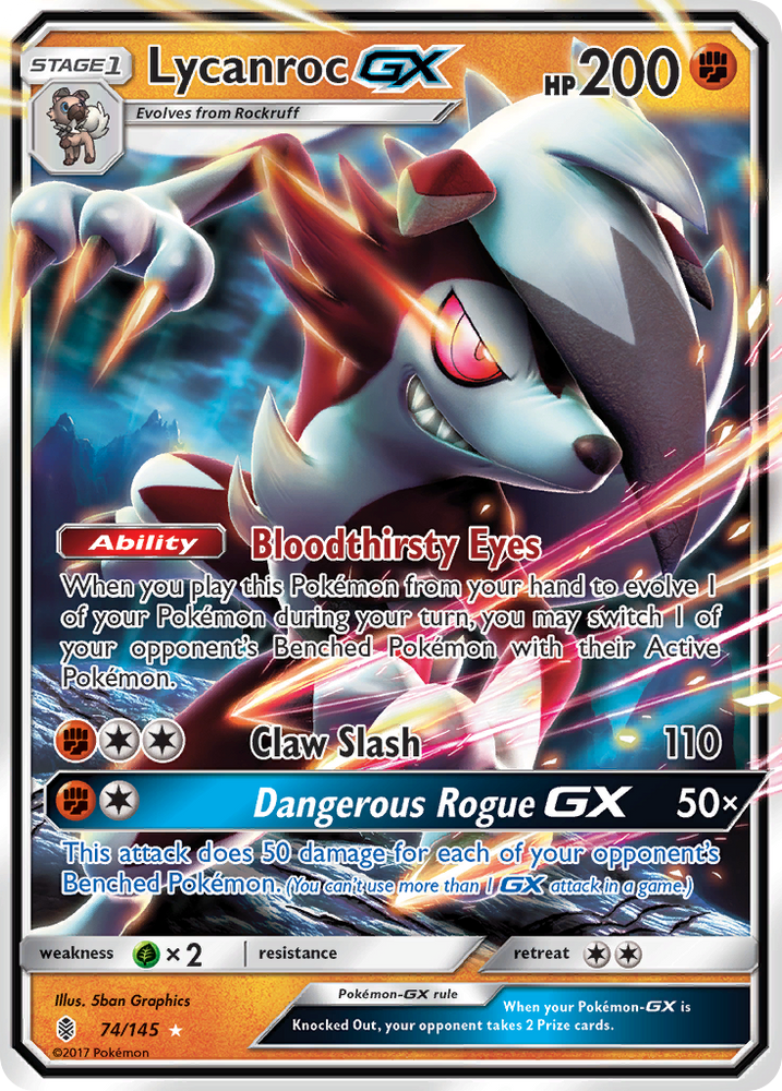 Pokemon | Lycanroc GX (74/145) [Sun & Moon: Guardians Rising] | The Nerd Merchant