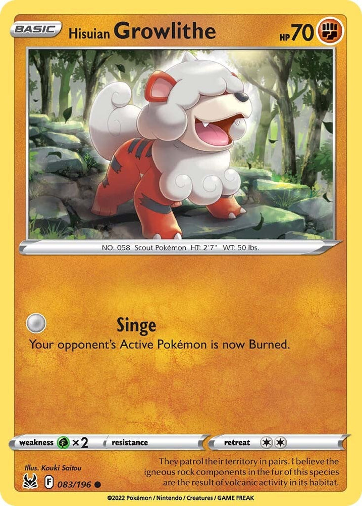 Pokemon | Hisuian Growlithe (083/196) [Sword & Shield: Lost Origin] | The Nerd Merchant