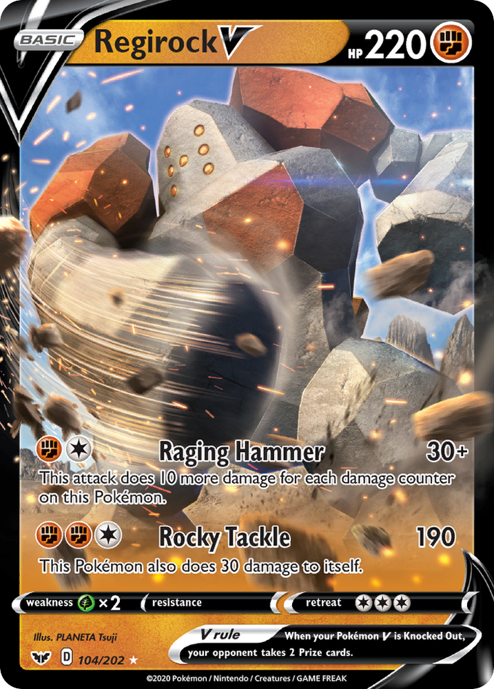 Pokemon | Regirock V (104/202) [Sword & Shield: Base Set] | The Nerd Merchant
