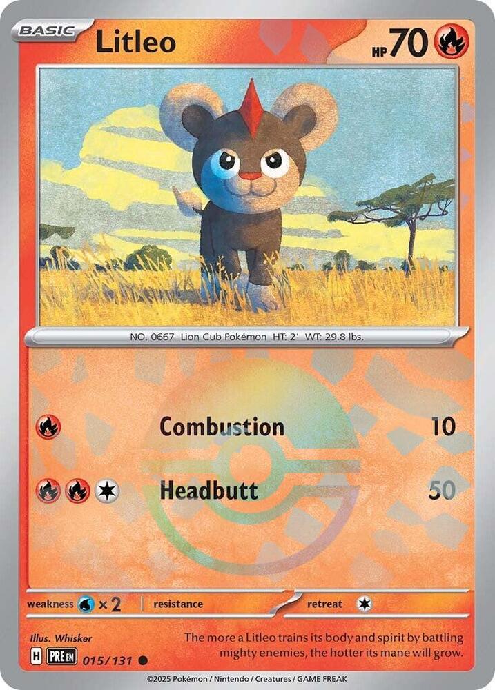 Pokemon | Litleo (015/131) (Poke Ball Pattern) [Scarlet & Violet: Prismatic Evolutions] | The Nerd Merchant