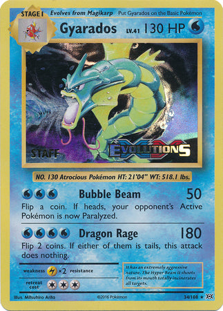 Pokemon | Gyarados (34/108) (XY Evolutions Staff Prerelease) [XY: Black Star Promos] | The Nerd Merchant