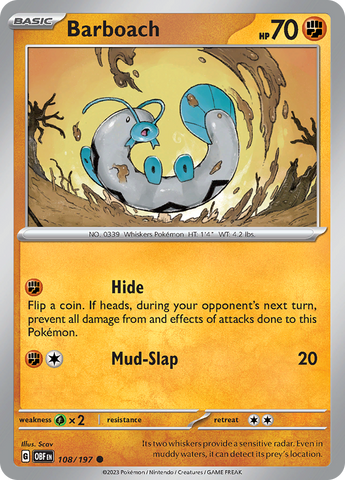 Pokemon | Barboach (108/197) [Scarlet & Violet: Obsidian Flames] | The Nerd Merchant