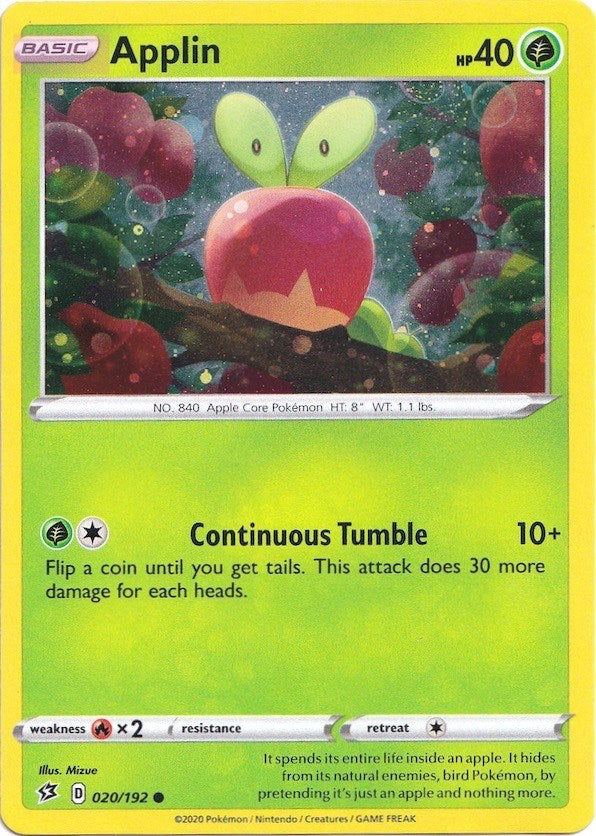 Pokemon | Applin (020/192) (Cosmos Holo) [Sword & Shield: Rebel Clash] | The Nerd Merchant