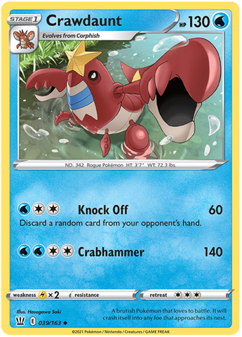 Pokemon | Crawdaunt (039/163) [Sword & Shield: Battle Styles] | The Nerd Merchant