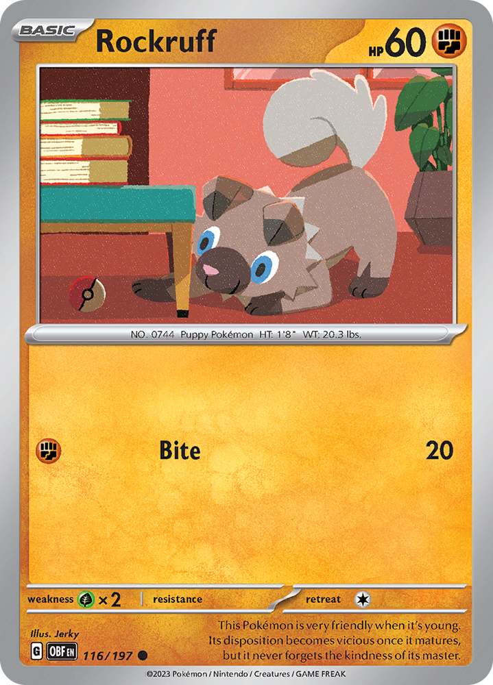 Pokemon | Rockruff (116/197) [Scarlet & Violet: Obsidian Flames] | The Nerd Merchant