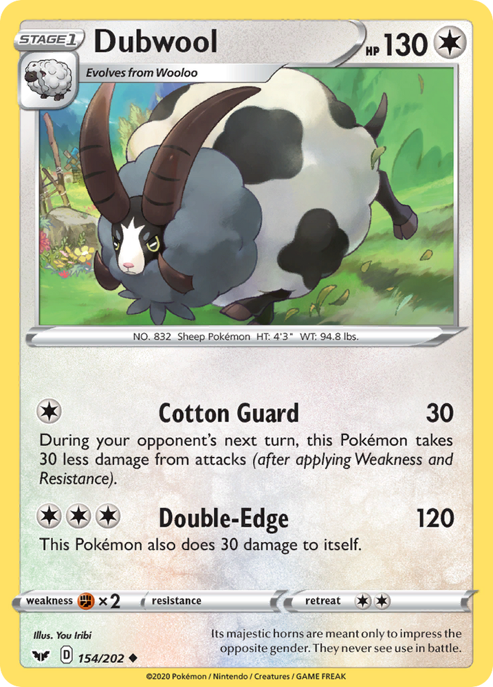Pokemon | Dubwool (154/202) [Sword & Shield: Base Set] | The Nerd Merchant